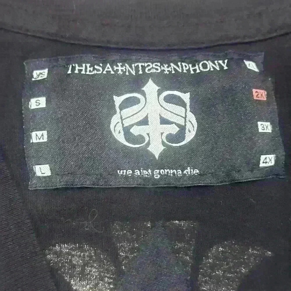 The Saints Sinphony S/S Shirt Womens 2X Studded Embellishment Cross Rock Biker - Picture 4 of 15